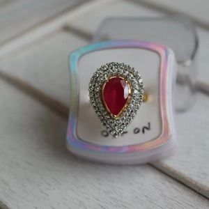 Ruby Diamond look Ring-NEW adjustable